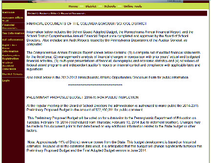 CBSD financial Website