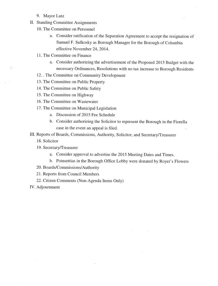 council meeting agenda side two