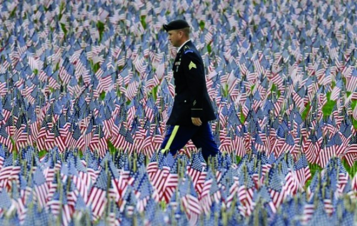 veteran among flags