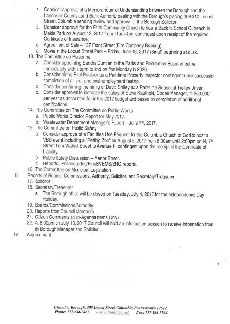 June 2017 council meeting page two