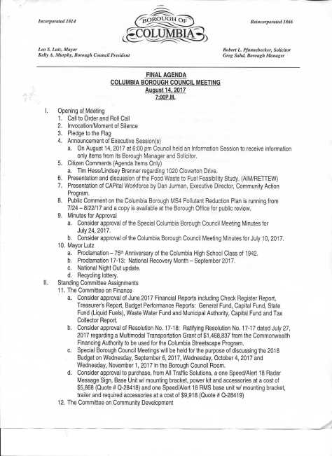 FINAL AGENDA page one