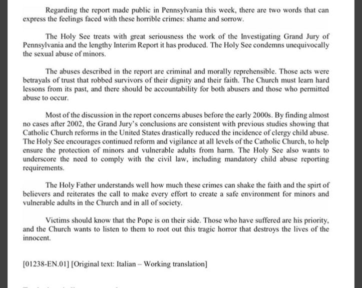 popes message