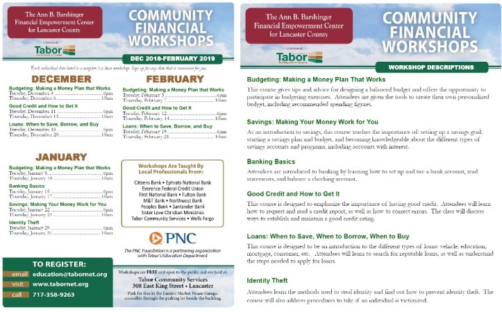 tabor financial workshops