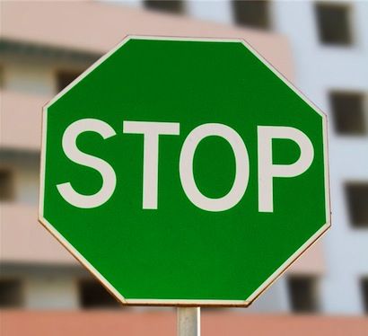 green stop sign