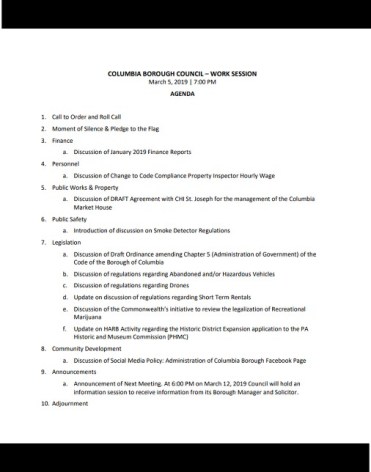council work session agenda