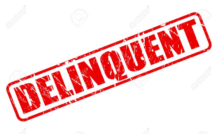 Delinquent red stamp text