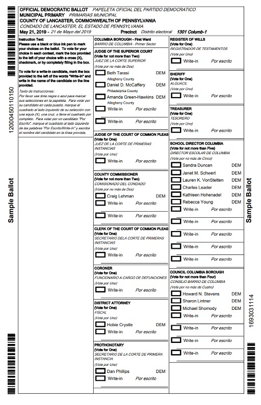 demo sample ballot
