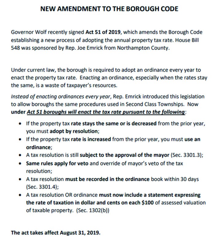 amendment to borough code