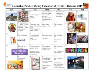 Calendar of Events October 2019