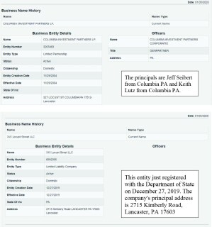 business entities 315 Locust LLC