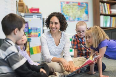 Story time in an elementary classroom