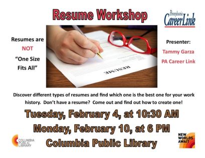 Resume Workshop February 4 and 10