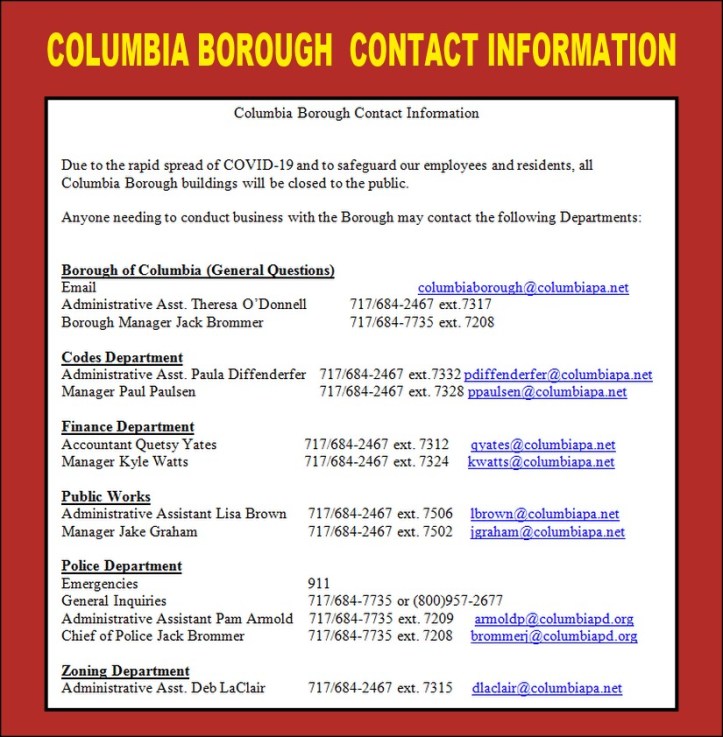 BOROUGH CONTACT INFO