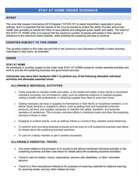 stay at home guidance