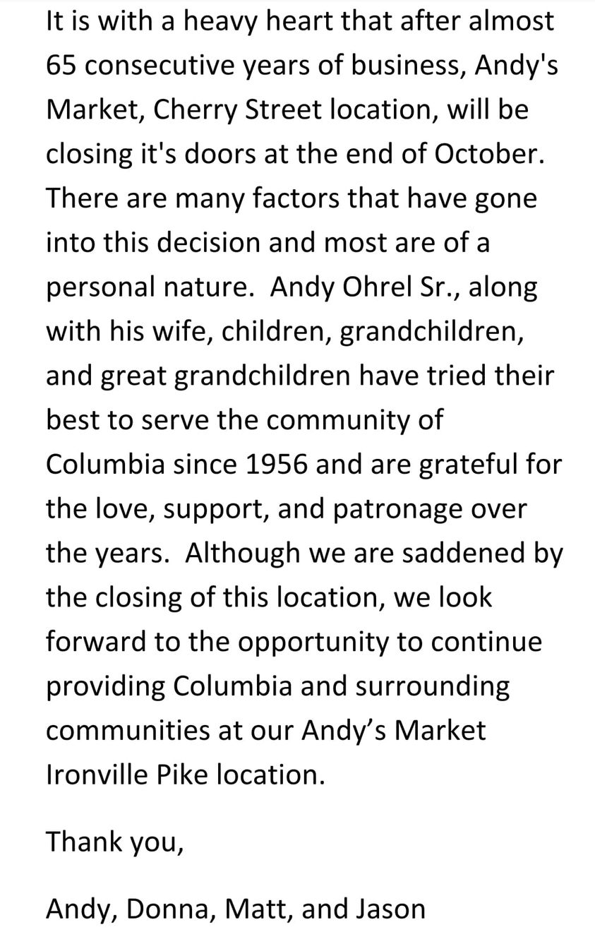 andy's closing